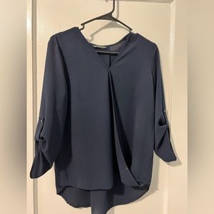 Navy Blue Cross Front Blouse